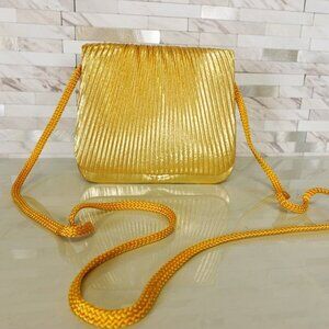 Carlo Fellini Purse Bag Evening Small Gold‎ Formal Crossbody Sling Clutch Straw